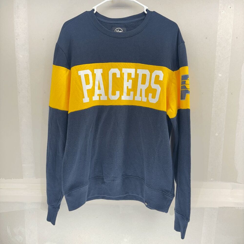 47 Indiana Pacers Mens Navy Blue Interstate Long Sleeve Fashion Sweater Shirt L